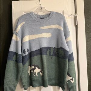 Scenic Landscape Sweater - Blue and Green